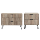 2-Piece DUMBO Standard 3-Drawer Dresser and DUMBO 2.0 Nightstand in Rustic Grey 2-DB02-GY Manhattan Comfort