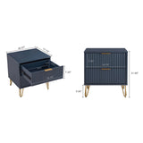 2-Piece DUMBO Standard 3-Drawer Dresser and DUMBO 2.0 Nightstand in Midnight Blue 2-DB02-MB Manhattan Comfort