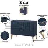 2-Piece DUMBO Standard 3-Drawer Dresser and DUMBO 2.0 Nightstand in Midnight Blue 2-DB02-MB Manhattan Comfort