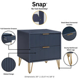 2-Piece DUMBO Standard 3-Drawer Dresser and DUMBO 2.0 Nightstand in Midnight Blue 2-DB02-MB Manhattan Comfort