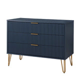 2-Piece DUMBO Standard 3-Drawer Dresser and DUMBO 2.0 Nightstand in Midnight Blue 2-DB02-MB Manhattan Comfort