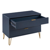 2-Piece DUMBO Standard 3-Drawer Dresser and DUMBO 2.0 Nightstand in Midnight Blue 2-DB02-MB Manhattan Comfort