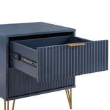 2-Piece DUMBO Standard 3-Drawer Dresser and DUMBO 2.0 Nightstand in Midnight Blue 2-DB02-MB Manhattan Comfort