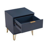 2-Piece DUMBO Standard 3-Drawer Dresser and DUMBO 2.0 Nightstand in Midnight Blue 2-DB02-MB Manhattan Comfort