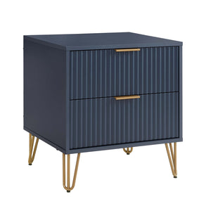 2-Piece DUMBO Standard 3-Drawer Dresser and DUMBO 2.0 Nightstand in Midnight Blue 2-DB02-MB Manhattan Comfort