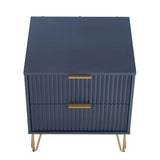 2-Piece DUMBO Standard 3-Drawer Dresser and DUMBO 2.0 Nightstand in Midnight Blue 2-DB02-MB Manhattan Comfort