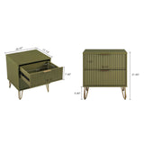 2-Piece DUMBO Standard 3-Drawer Dresser and DUMBO 2.0 Nightstand in Olive Green 2-DB02-OG Manhattan Comfort