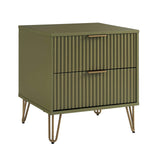 2-Piece DUMBO Standard 3-Drawer Dresser and DUMBO 2.0 Nightstand in Olive Green 2-DB02-OG Manhattan Comfort