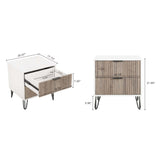 2-Piece DUMBO Standard 3-Drawer Dresser and DUMBO 2.0 Nightstand in White and Grey 2-DB02-WG Manhattan Comfort