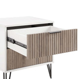 2-Piece DUMBO Standard 3-Drawer Dresser and DUMBO 2.0 Nightstand in White and Grey 2-DB02-WG Manhattan Comfort