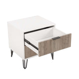 2-Piece DUMBO Standard 3-Drawer Dresser and DUMBO 2.0 Nightstand in White and Grey 2-DB02-WG Manhattan Comfort