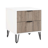 2-Piece DUMBO Standard 3-Drawer Dresser and DUMBO 2.0 Nightstand in White and Grey 2-DB02-WG Manhattan Comfort