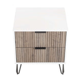 2-Piece DUMBO Standard 3-Drawer Dresser and DUMBO 2.0 Nightstand in White and Grey 2-DB02-WG Manhattan Comfort