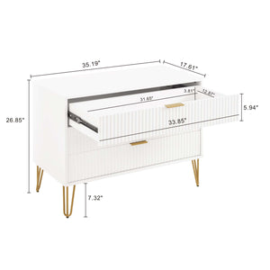 2-Piece DUMBO Standard 3-Drawer Dresser and DUMBO 2.0 Nightstand in White 2-DB02-WH Manhattan Comfort