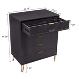 2-Piece DUMBO  5-Drawer Tall Dresser and DUMBO 6-Drawer Double Low Dresser in Black 2-DB03-BK Manhattan Comfort