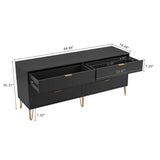 2-Piece DUMBO  5-Drawer Tall Dresser and DUMBO 6-Drawer Double Low Dresser in Black 2-DB03-BK Manhattan Comfort