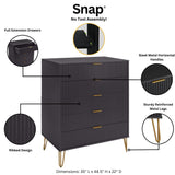 2-Piece DUMBO  5-Drawer Tall Dresser and DUMBO 6-Drawer Double Low Dresser in Black 2-DB03-BK Manhattan Comfort