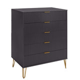 2-Piece DUMBO  5-Drawer Tall Dresser and DUMBO 6-Drawer Double Low Dresser in Black 2-DB03-BK Manhattan Comfort