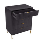 2-Piece DUMBO  5-Drawer Tall Dresser and DUMBO 6-Drawer Double Low Dresser in Black 2-DB03-BK Manhattan Comfort