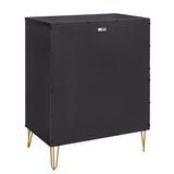 2-Piece DUMBO  5-Drawer Tall Dresser and DUMBO 6-Drawer Double Low Dresser in Black 2-DB03-BK Manhattan Comfort