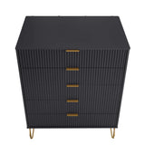 2-Piece DUMBO  5-Drawer Tall Dresser and DUMBO 6-Drawer Double Low Dresser in Black 2-DB03-BK Manhattan Comfort