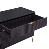 2-Piece DUMBO  5-Drawer Tall Dresser and DUMBO 6-Drawer Double Low Dresser in Black 2-DB03-BK Manhattan Comfort