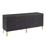 2-Piece DUMBO  5-Drawer Tall Dresser and DUMBO 6-Drawer Double Low Dresser in Black 2-DB03-BK Manhattan Comfort