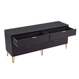 2-Piece DUMBO  5-Drawer Tall Dresser and DUMBO 6-Drawer Double Low Dresser in Black 2-DB03-BK Manhattan Comfort