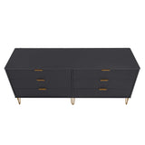 2-Piece DUMBO  5-Drawer Tall Dresser and DUMBO 6-Drawer Double Low Dresser in Black 2-DB03-BK Manhattan Comfort