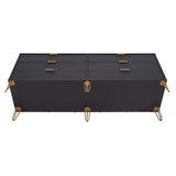 2-Piece DUMBO  5-Drawer Tall Dresser and DUMBO 6-Drawer Double Low Dresser in Black 2-DB03-BK Manhattan Comfort