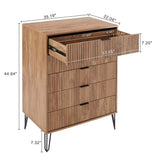 2-Piece DUMBO  5-Drawer Tall Dresser and DUMBO 6-Drawer Double Low Dresser in Golden Brown 2-DB03-GB Manhattan Comfort