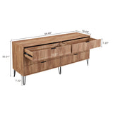 2-Piece DUMBO  5-Drawer Tall Dresser and DUMBO 6-Drawer Double Low Dresser in Golden Brown 2-DB03-GB Manhattan Comfort