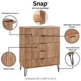 2-Piece DUMBO  5-Drawer Tall Dresser and DUMBO 6-Drawer Double Low Dresser in Golden Brown 2-DB03-GB Manhattan Comfort