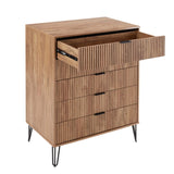 2-Piece DUMBO  5-Drawer Tall Dresser and DUMBO 6-Drawer Double Low Dresser in Golden Brown 2-DB03-GB Manhattan Comfort