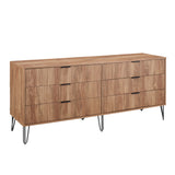 2-Piece DUMBO  5-Drawer Tall Dresser and DUMBO 6-Drawer Double Low Dresser in Golden Brown 2-DB03-GB Manhattan Comfort