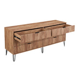 2-Piece DUMBO  5-Drawer Tall Dresser and DUMBO 6-Drawer Double Low Dresser in Golden Brown 2-DB03-GB Manhattan Comfort