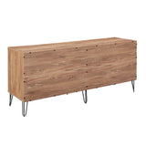 2-Piece DUMBO  5-Drawer Tall Dresser and DUMBO 6-Drawer Double Low Dresser in Golden Brown 2-DB03-GB Manhattan Comfort