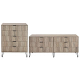 2-Piece DUMBO  5-Drawer Tall Dresser and DUMBO 6-Drawer Double Low Dresser in Rustic Grey 2-DB03-GY Manhattan Comfort