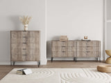 2-Piece DUMBO  5-Drawer Tall Dresser and DUMBO 6-Drawer Double Low Dresser in Rustic Grey 2-DB03-GY Manhattan Comfort