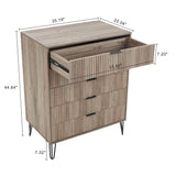 2-Piece DUMBO  5-Drawer Tall Dresser and DUMBO 6-Drawer Double Low Dresser in Rustic Grey 2-DB03-GY Manhattan Comfort