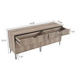 2-Piece DUMBO  5-Drawer Tall Dresser and DUMBO 6-Drawer Double Low Dresser in Rustic Grey 2-DB03-GY Manhattan Comfort