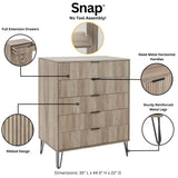 2-Piece DUMBO  5-Drawer Tall Dresser and DUMBO 6-Drawer Double Low Dresser in Rustic Grey 2-DB03-GY Manhattan Comfort