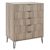 2-Piece DUMBO  5-Drawer Tall Dresser and DUMBO 6-Drawer Double Low Dresser in Rustic Grey 2-DB03-GY Manhattan Comfort