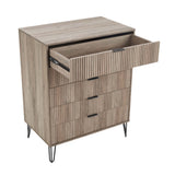 2-Piece DUMBO  5-Drawer Tall Dresser and DUMBO 6-Drawer Double Low Dresser in Rustic Grey 2-DB03-GY Manhattan Comfort