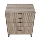 2-Piece DUMBO  5-Drawer Tall Dresser and DUMBO 6-Drawer Double Low Dresser in Rustic Grey 2-DB03-GY Manhattan Comfort