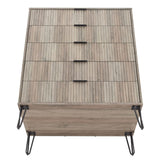 2-Piece DUMBO  5-Drawer Tall Dresser and DUMBO 6-Drawer Double Low Dresser in Rustic Grey 2-DB03-GY Manhattan Comfort