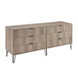 2-Piece DUMBO  5-Drawer Tall Dresser and DUMBO 6-Drawer Double Low Dresser in Rustic Grey 2-DB03-GY Manhattan Comfort