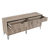 2-Piece DUMBO  5-Drawer Tall Dresser and DUMBO 6-Drawer Double Low Dresser in Rustic Grey 2-DB03-GY Manhattan Comfort