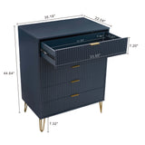 2-Piece DUMBO  5-Drawer Tall Dresser and DUMBO 6-Drawer Double Low Dresser in Midnight Blue 2-DB03-MB Manhattan Comfort