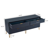 2-Piece DUMBO  5-Drawer Tall Dresser and DUMBO 6-Drawer Double Low Dresser in Midnight Blue 2-DB03-MB Manhattan Comfort